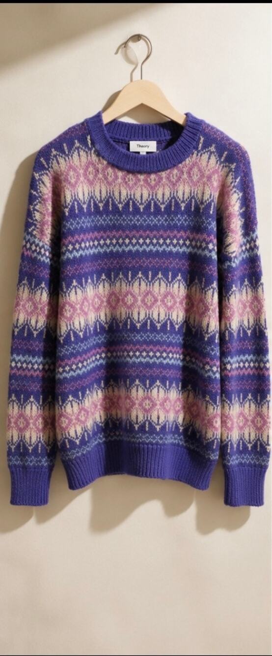 Vintage Purple Fair Isle Sweater Nordic Icelandic Style Women’s M/L Wool Blend